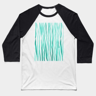 Vertical watercolor lines - aqua Baseball T-Shirt